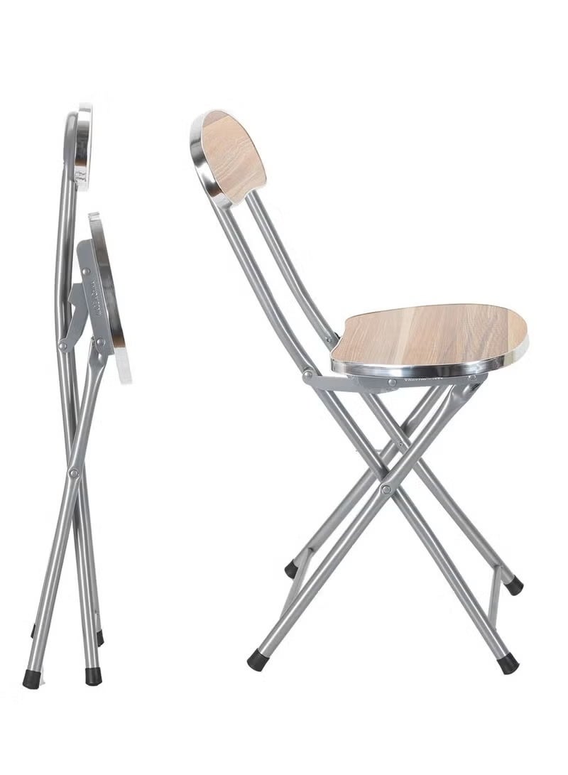 Fixer Heavy-Duty Metal Folding Chair with Wood Finish - Image 2